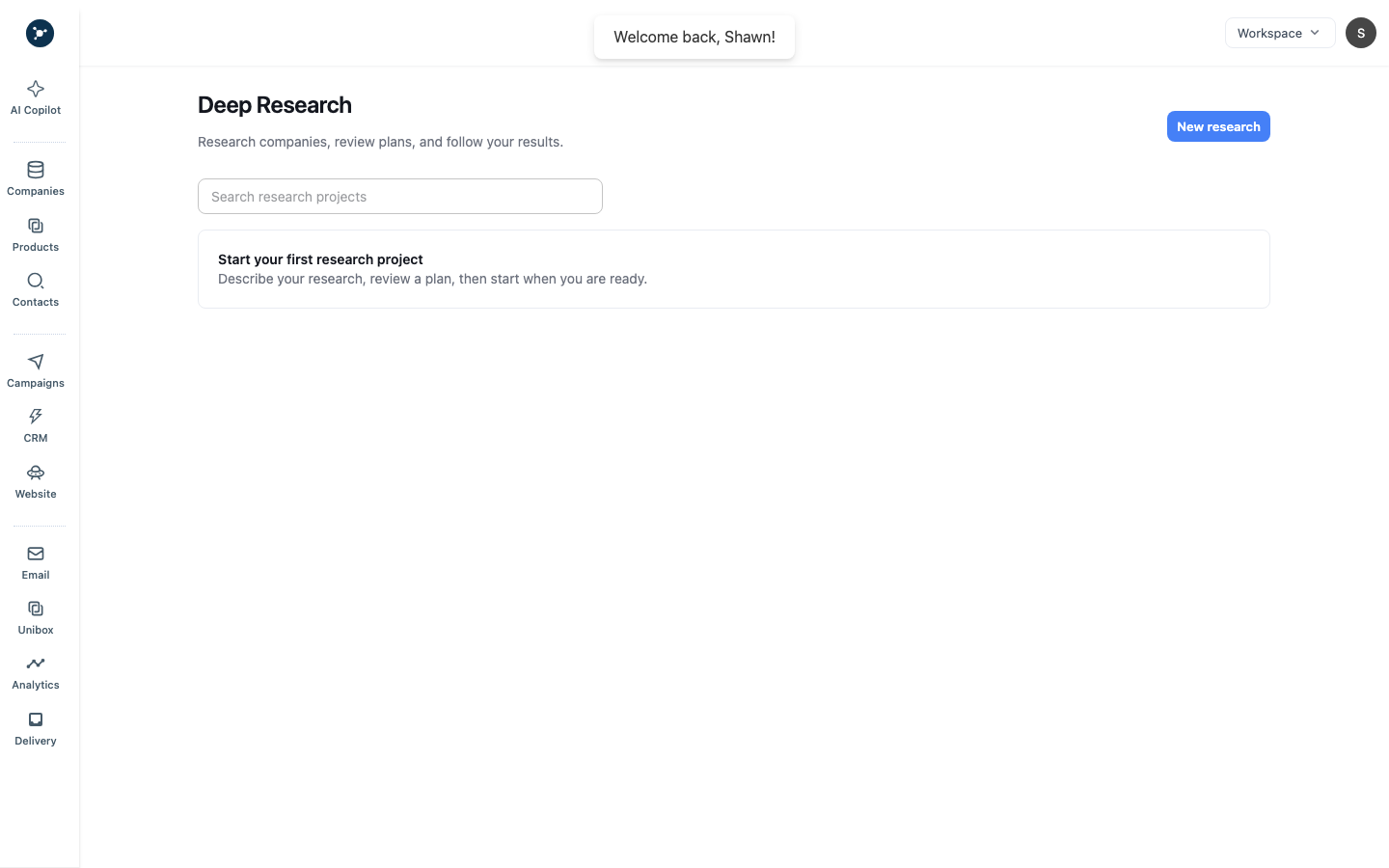 AI Projects empty state
