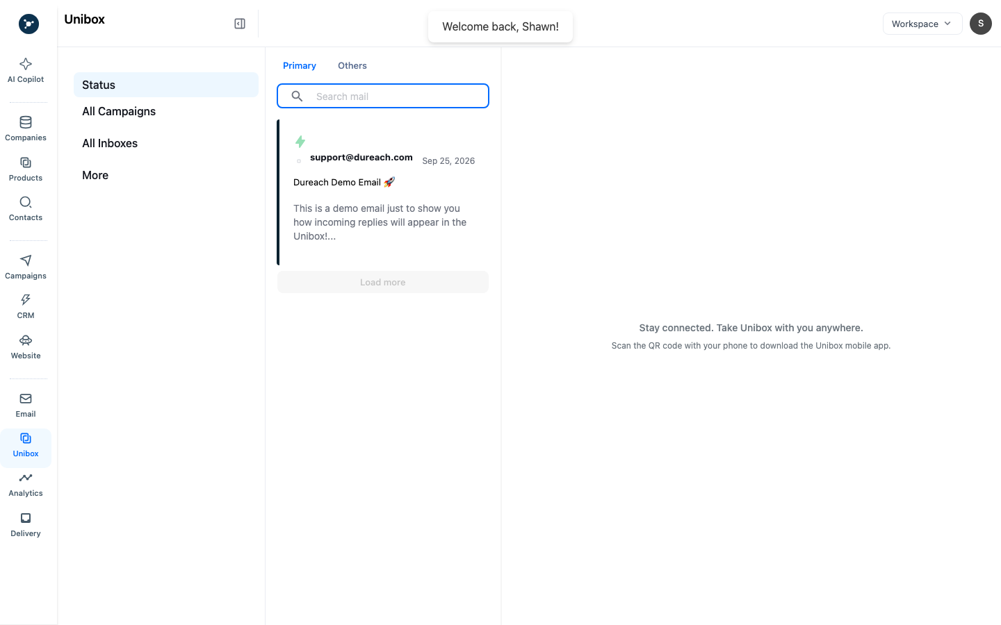 Unibox default conversation view