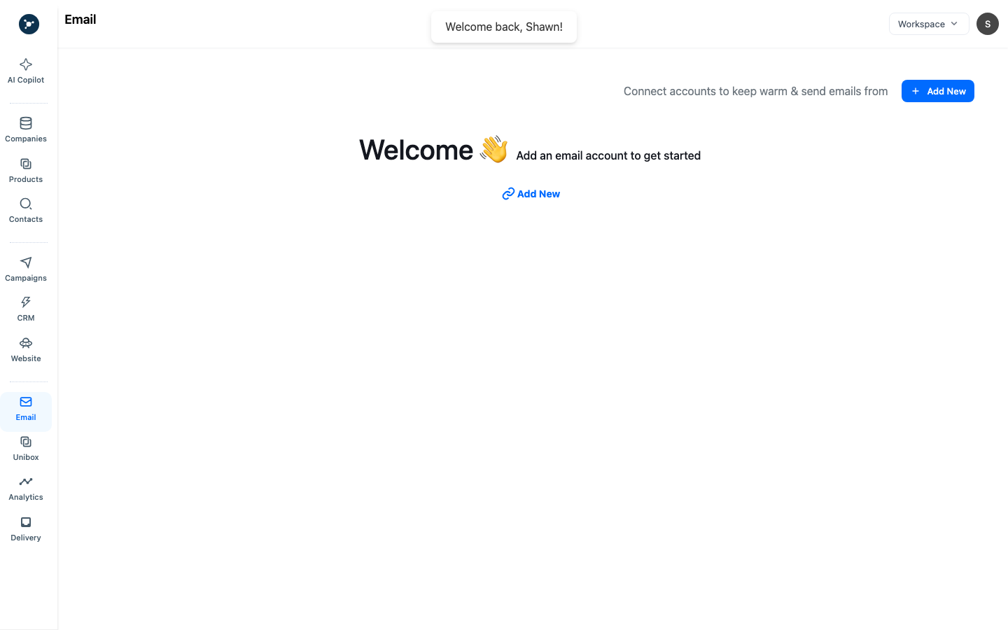 Email Accounts empty state