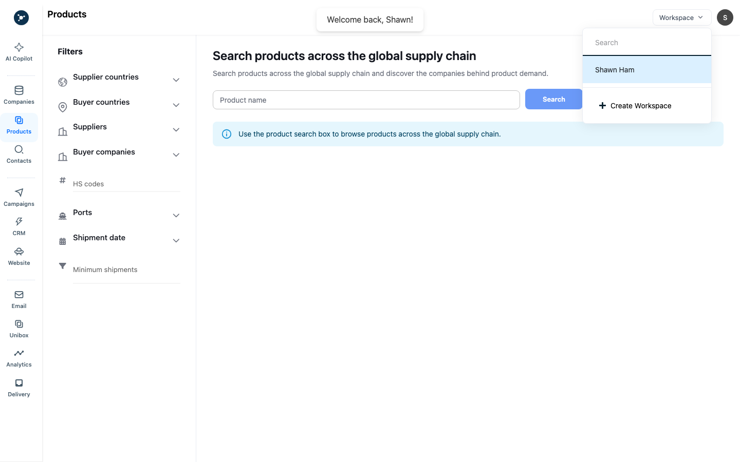 Trade-data product filters
