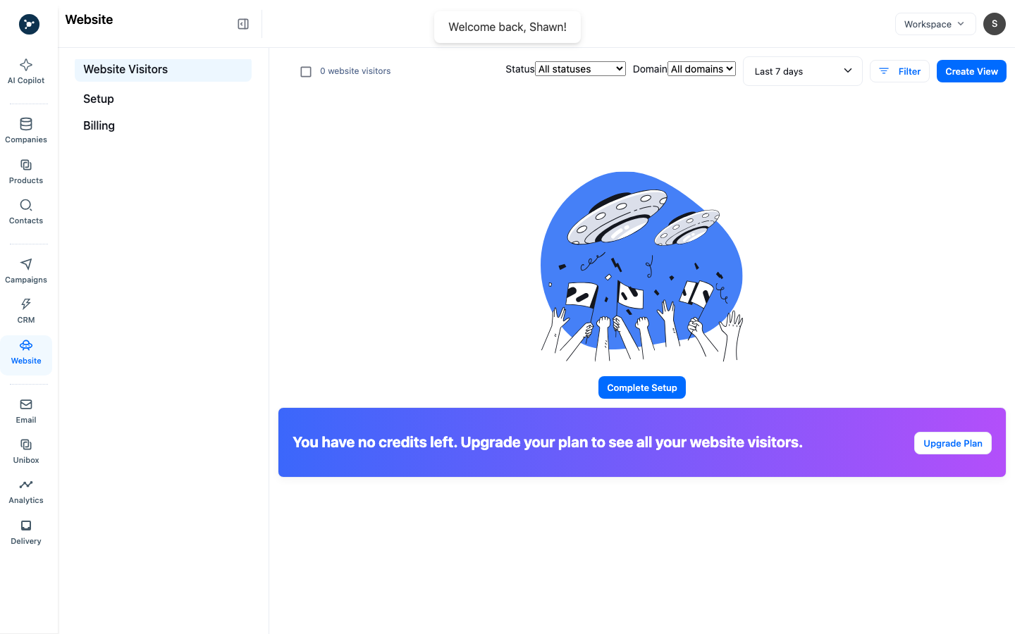 Website Visitors error state